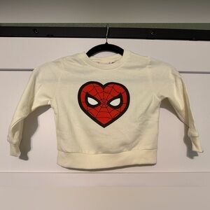 Toddler Marvel Cream Sweatshirt with Red Spider-Heart Graphic